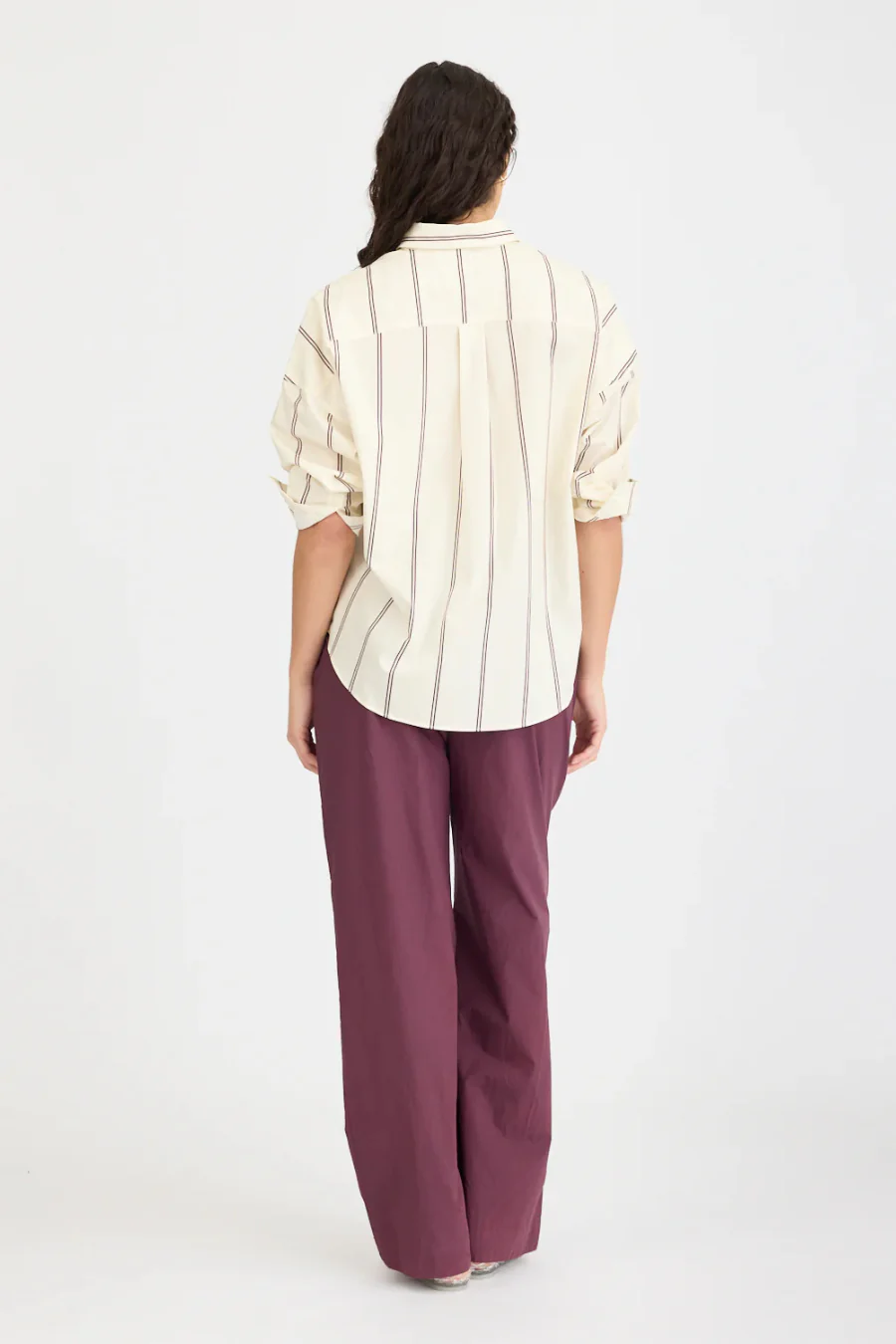 Chiara Long Sleeve Shirt Double Pinstripe | Cherry Ivory - Image 2
