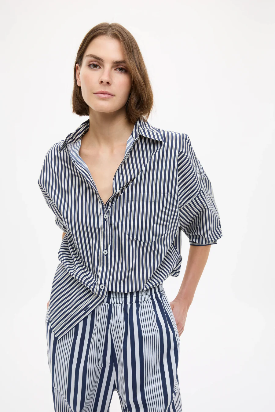 Chiara Long Sleeve Shirt Navy/Sponge/Natural