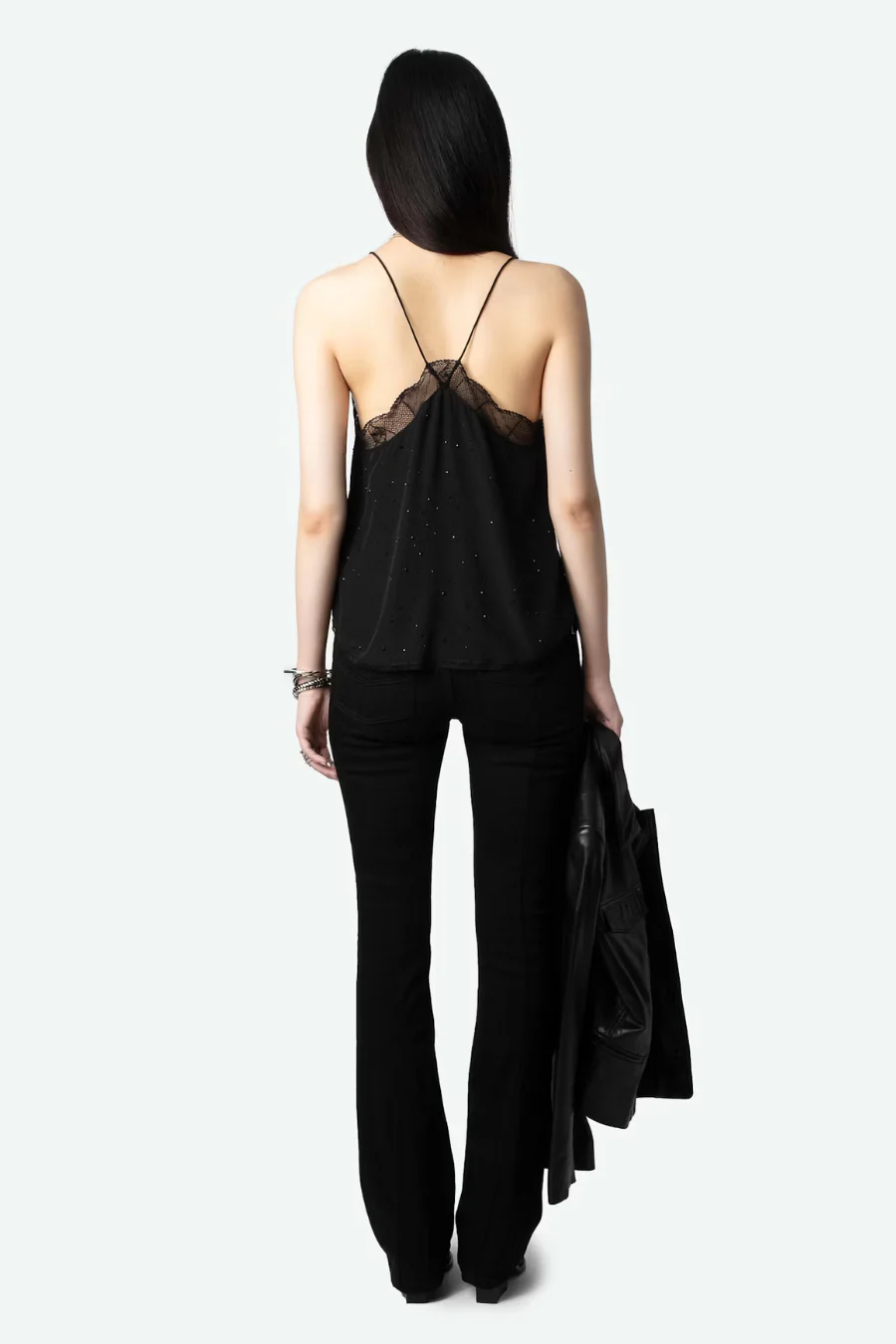 Christy Diamanté Silk Camisole Noir - Image 2