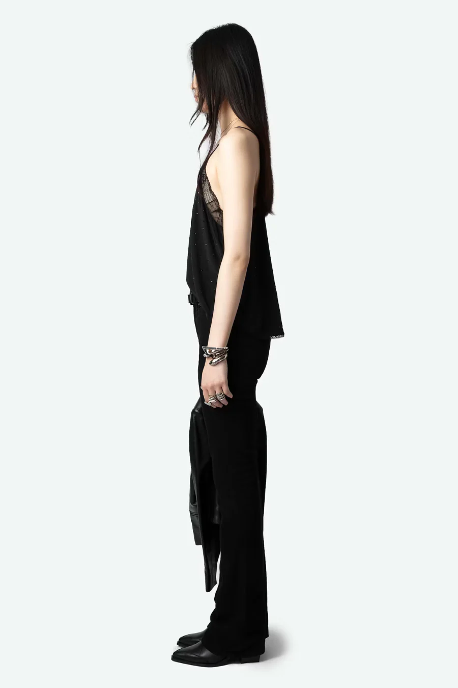 Christy Diamanté Silk Camisole Noir - Image 3