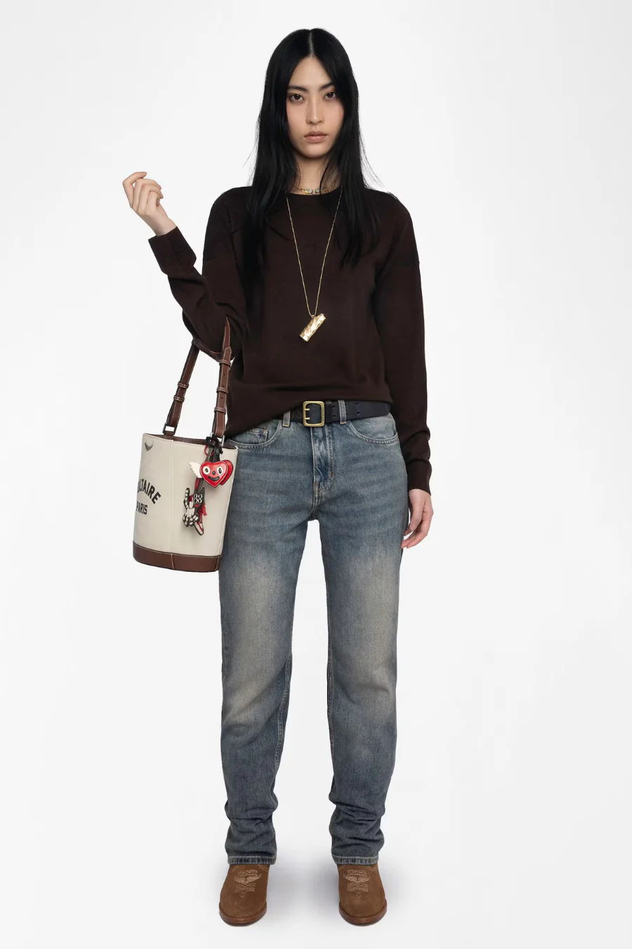 Cici Patch Jumper Dark Chocolate