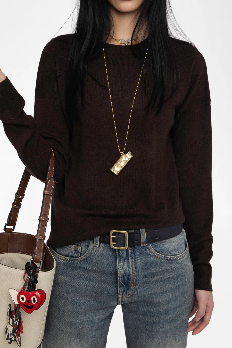 Cici Patch Jumper Dark Chocolate - Image 3