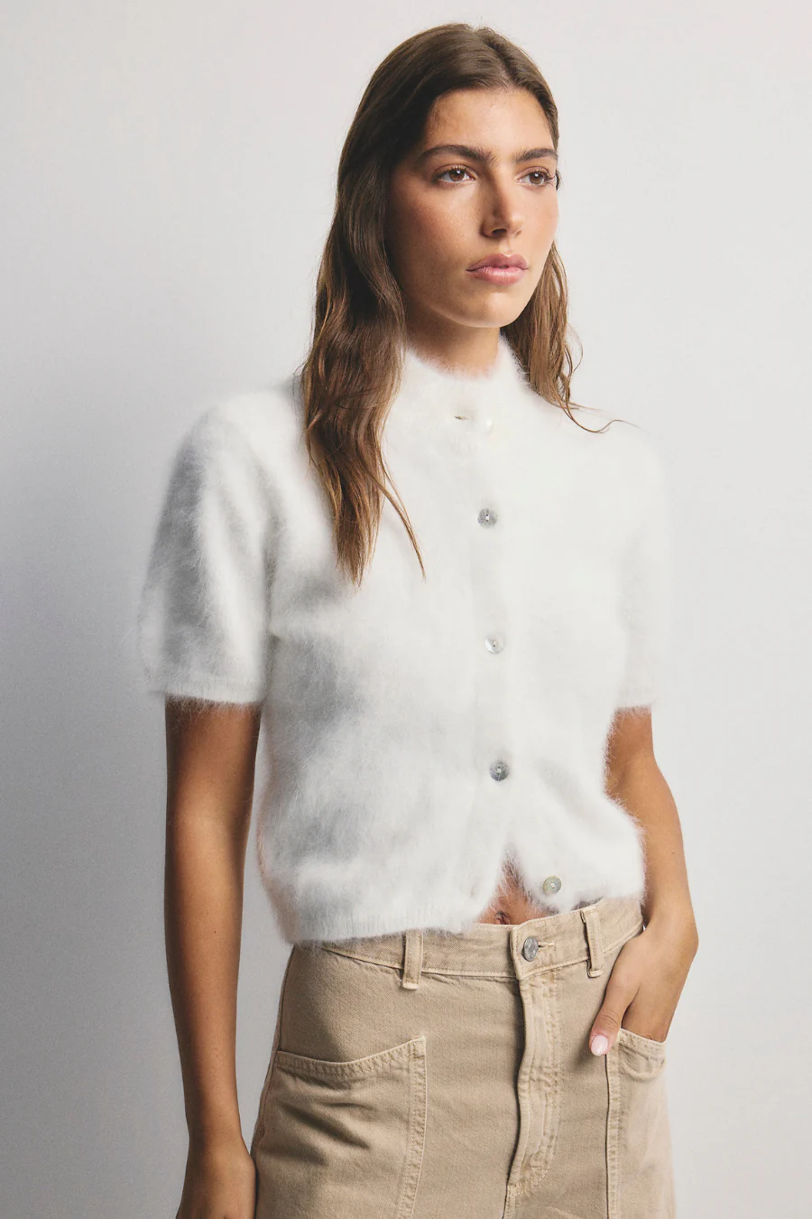 Claudia Cashmere Short Sleeve Snow - Image 2