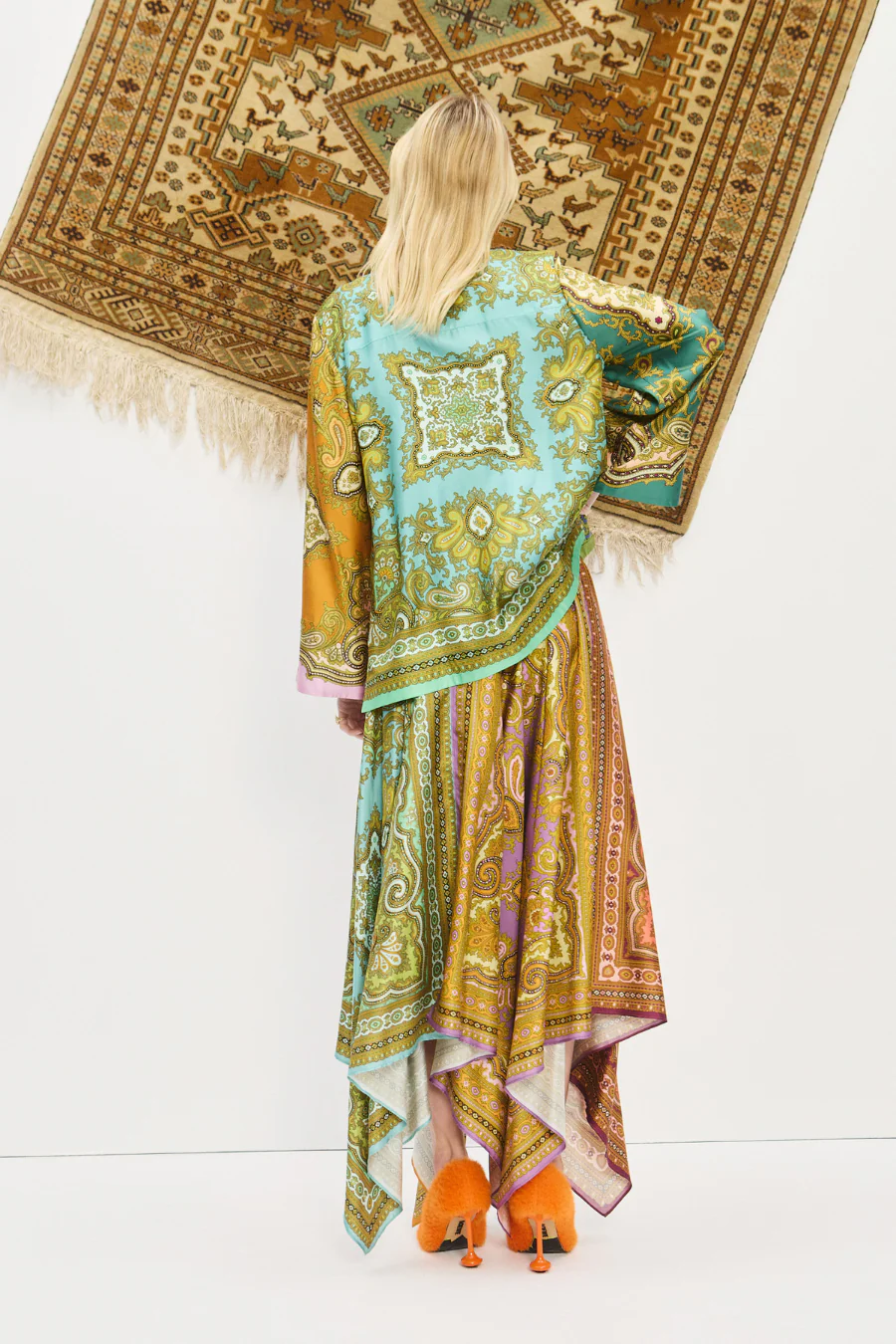 Clemenza Spliced Silk Shirt Multi - Image 2