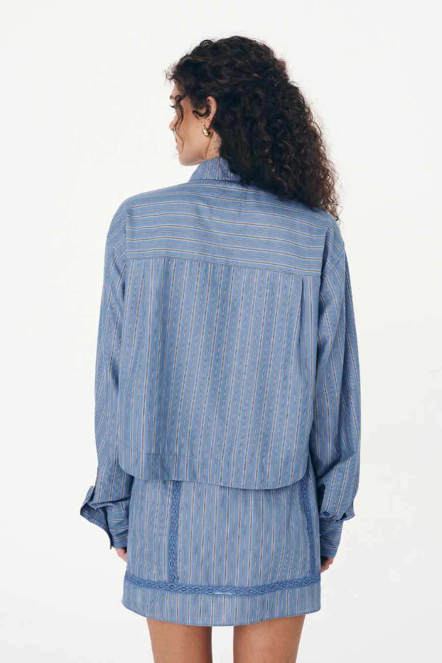 Cole Stripe Crop Shirt Lagoon - Image 2
