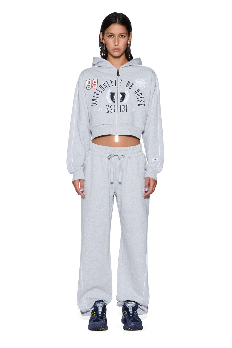 College Origin Zip Hoodie Grey Marle - Image 3