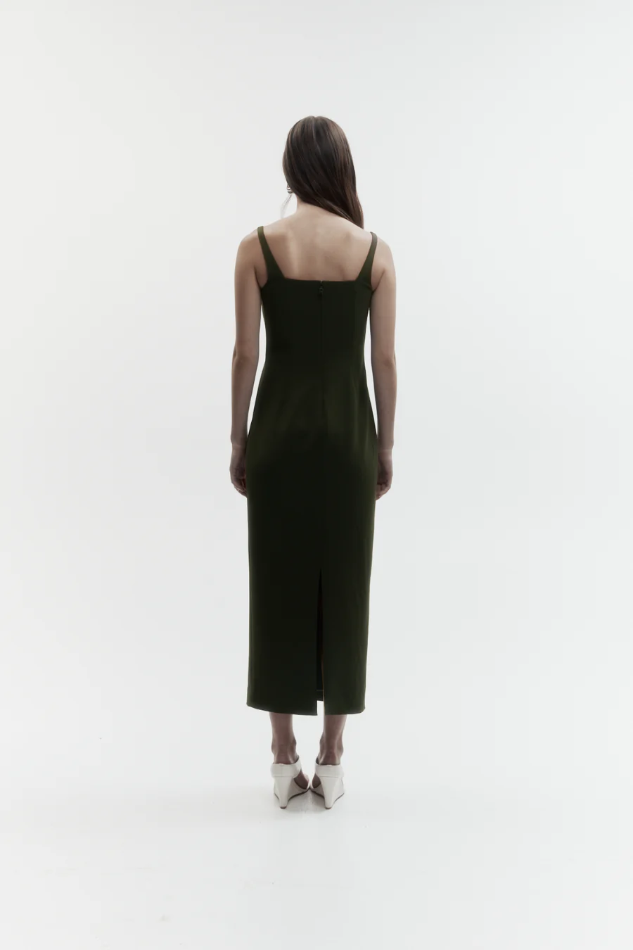 Column Cape Dress Olive - Image 2