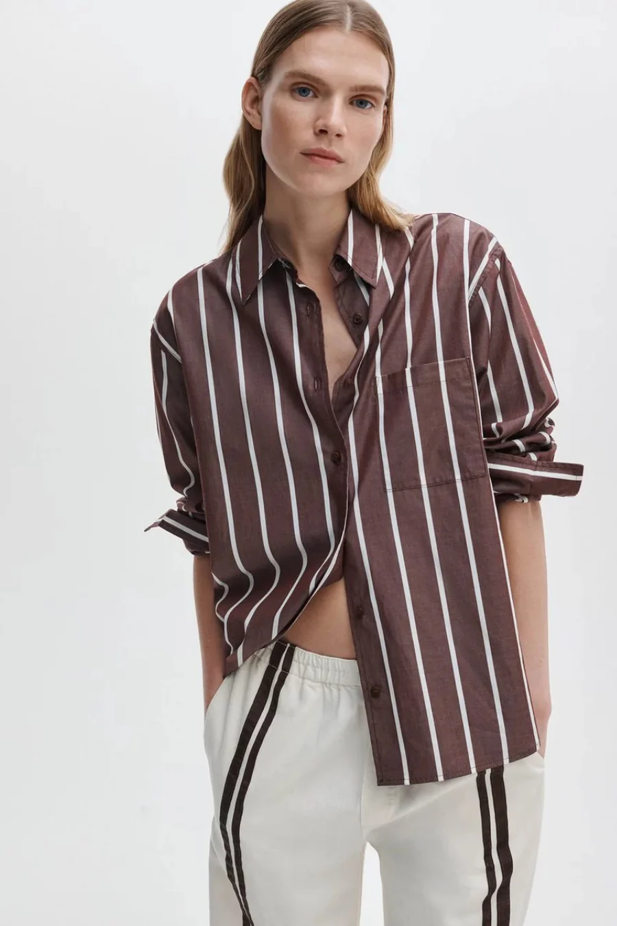 Connie Stripe Shirt Rosewood Stripe - Image 2