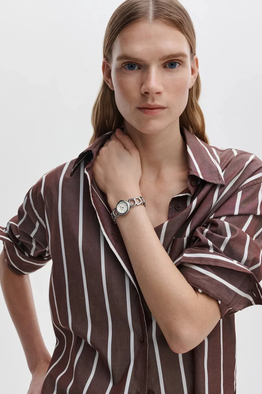 Connie Stripe Shirt Rosewood Stripe - Image 4