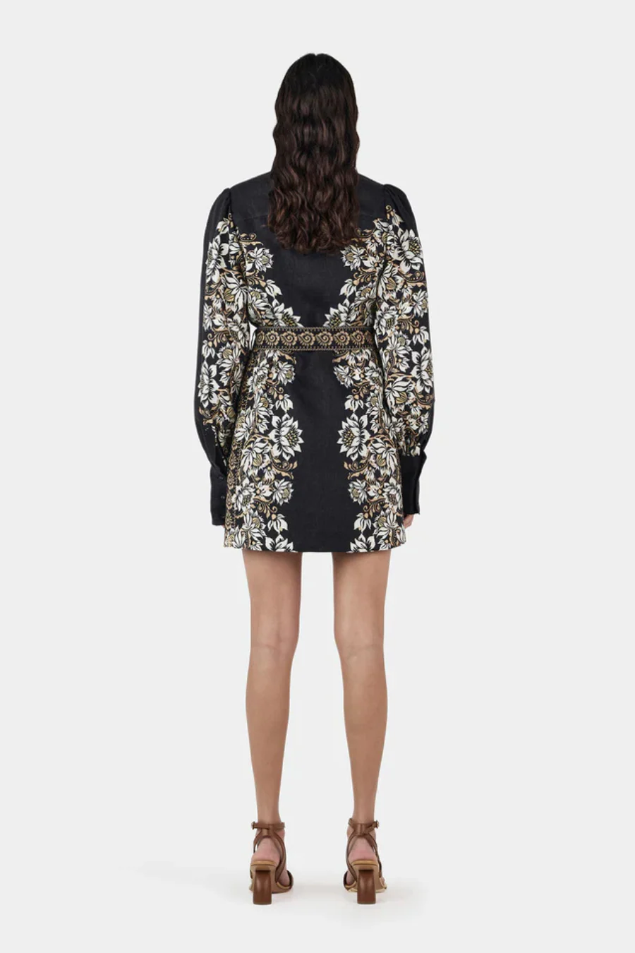 Constance Linen Mini Dress Midnight Bells Beach - Image 2