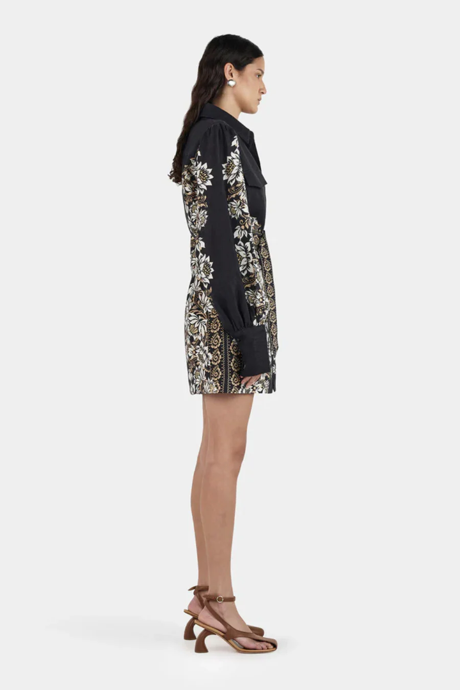 Constance Linen Mini Dress Midnight Bells Beach - Image 3