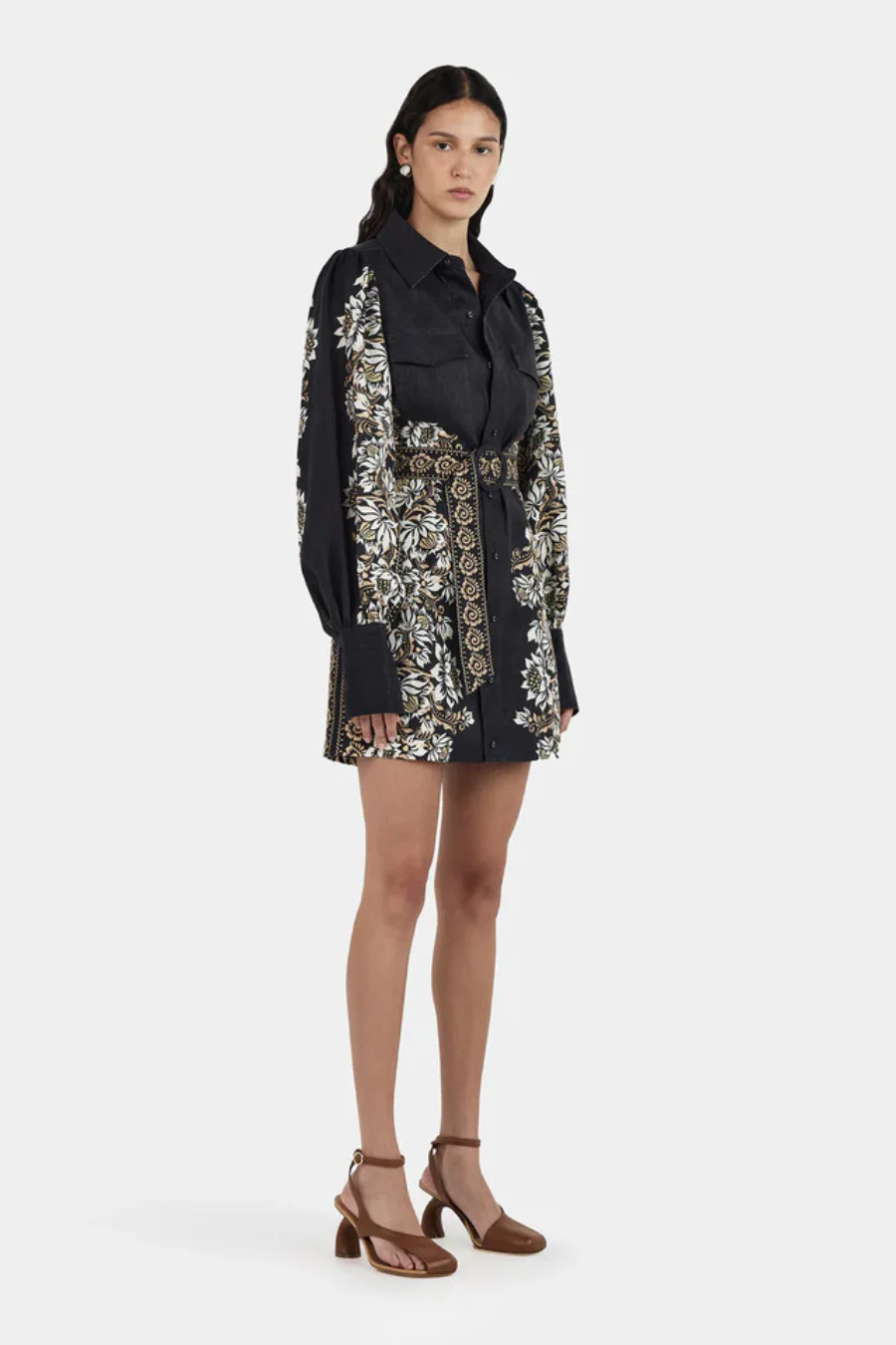 Constance Linen Mini Dress Midnight Bells Beach - Image 4
