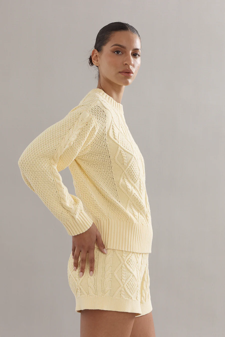 Cotton Cable Knit Jumper Yellow - Image 2