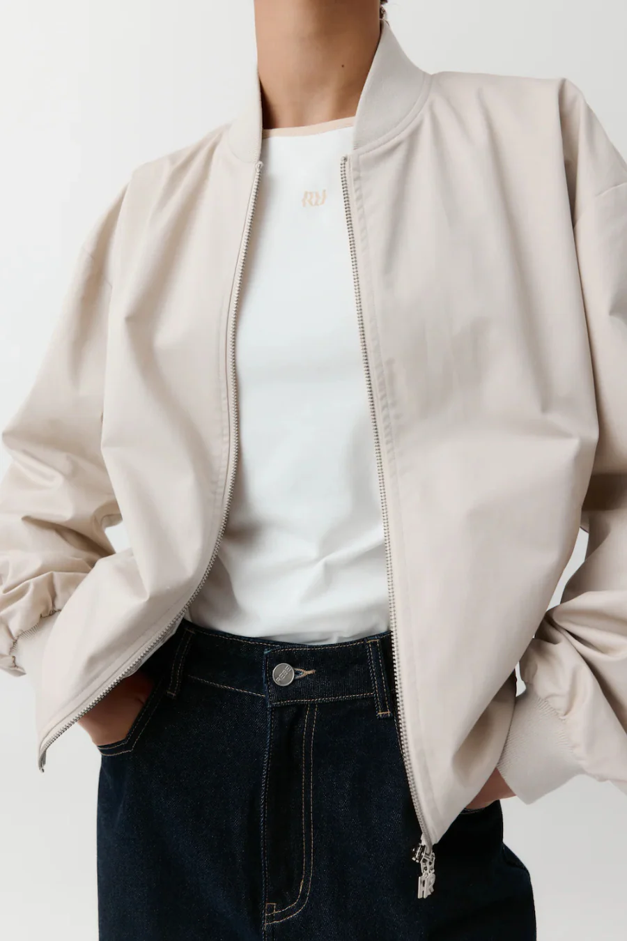 Cotton Vest White/ Taupe - Image 2