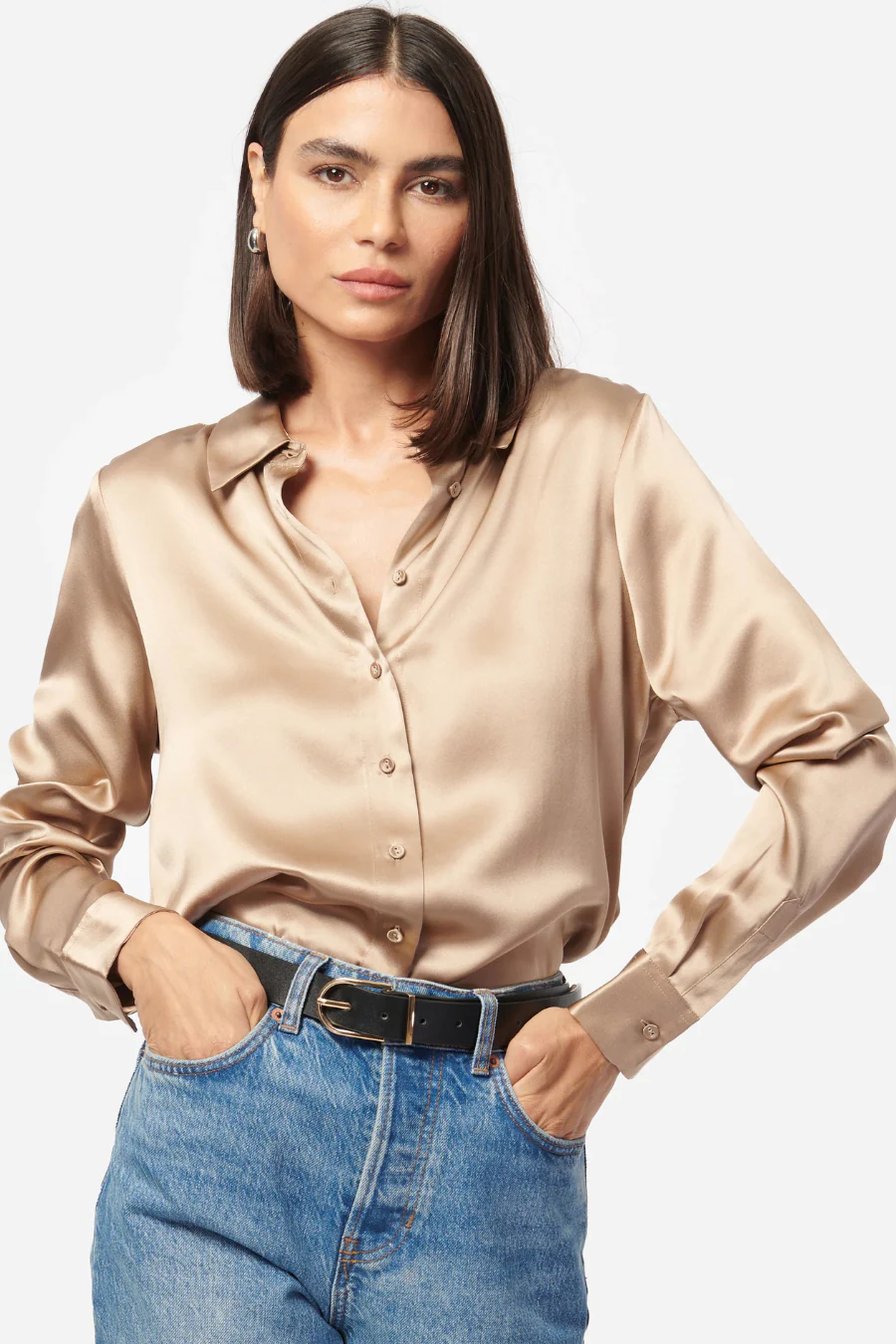 Crosby Silk Blouse Champagne - Image 3