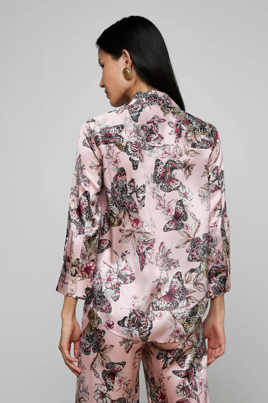 Dani Blouse Light Nectar Pink Small Multi Butterfly Jungle - Image 3