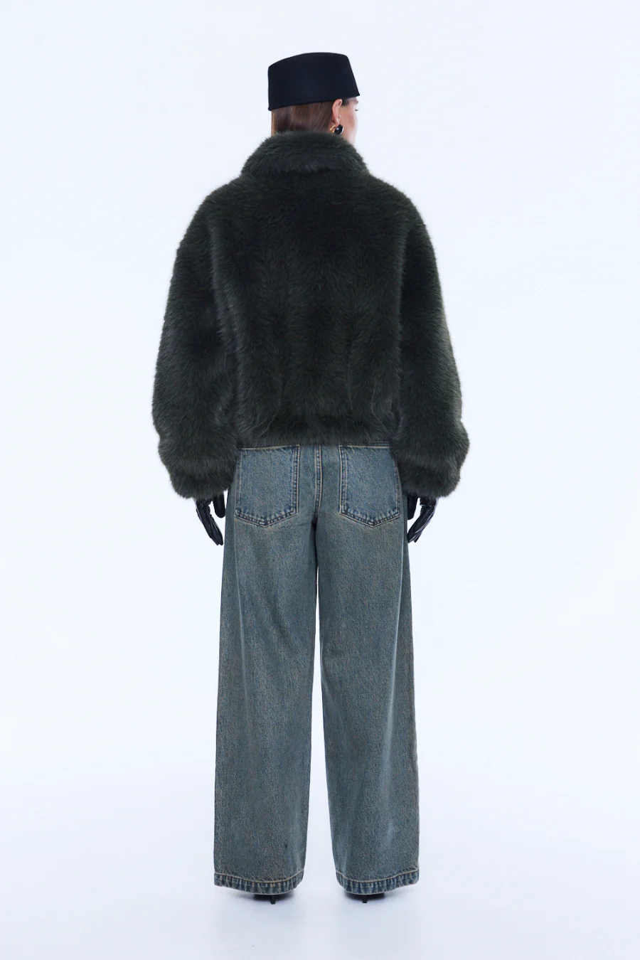Daphne Faux Fur Bomber Olive - Image 3