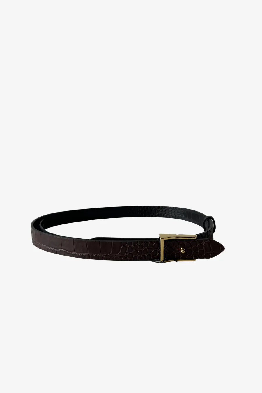 Debbie Reversible Croc Belt Black | Chocolate Brown - Image 2