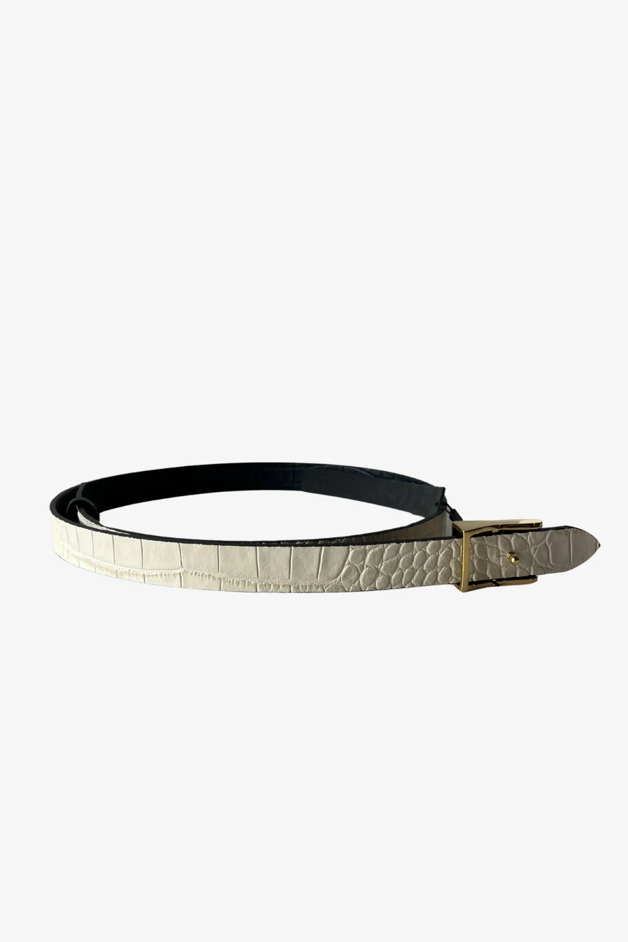 Debbie Reversible Croc Belt Blue | Cream - Image 2