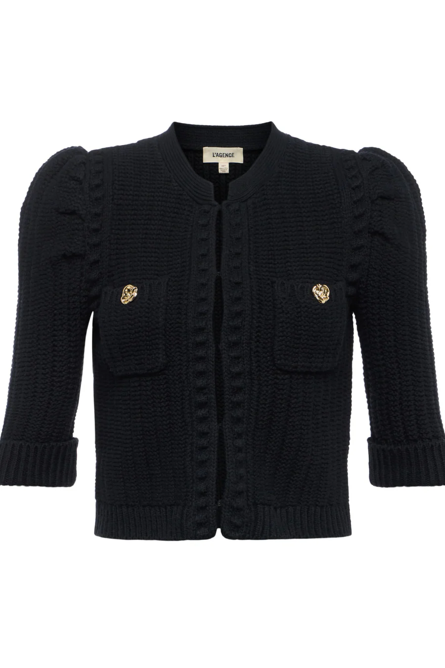 Delilah Cropped Cardigan Black/ Gold Knot - Image 4