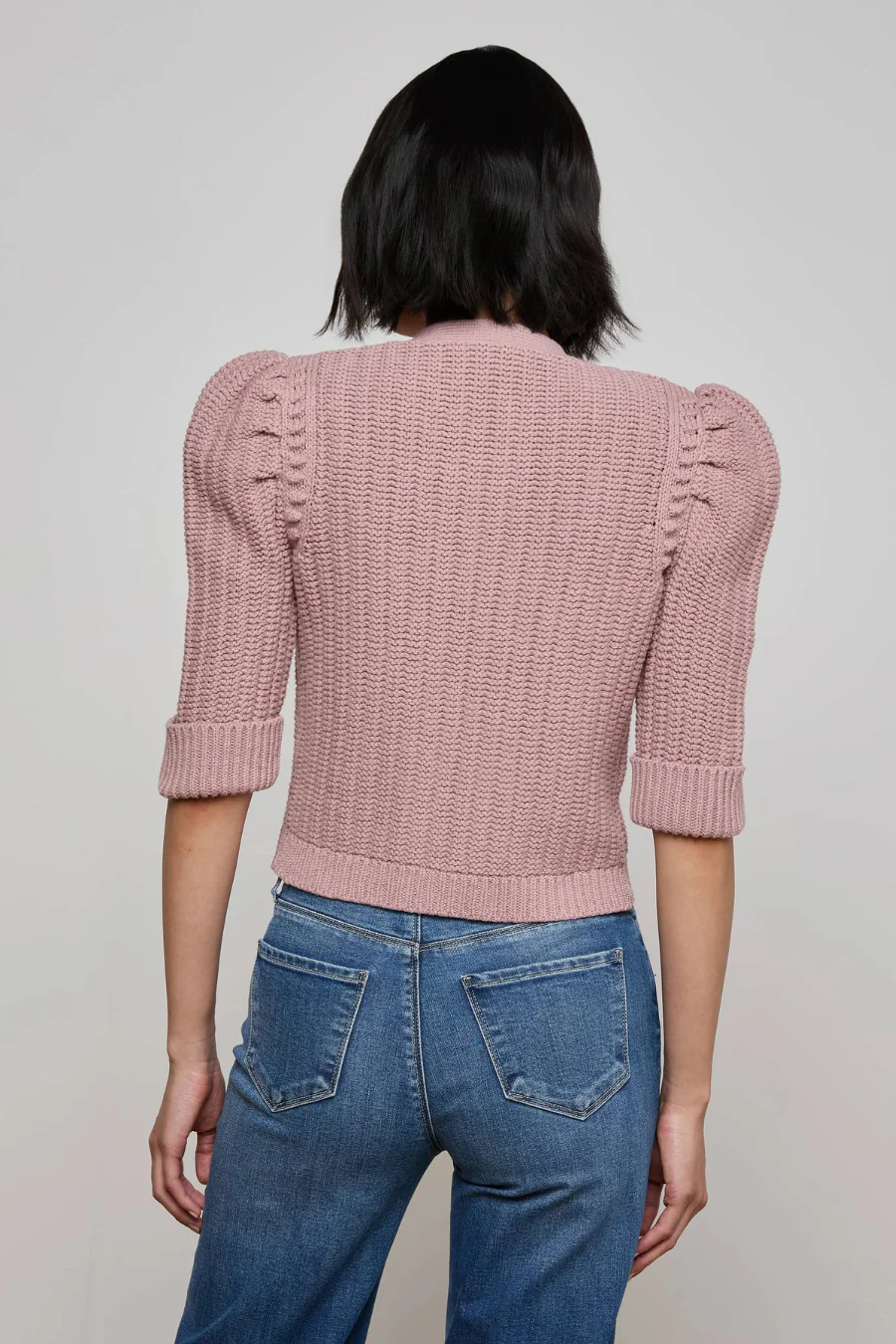 Delilah Cropped Cardigan Light Mauve Gold - Image 2
