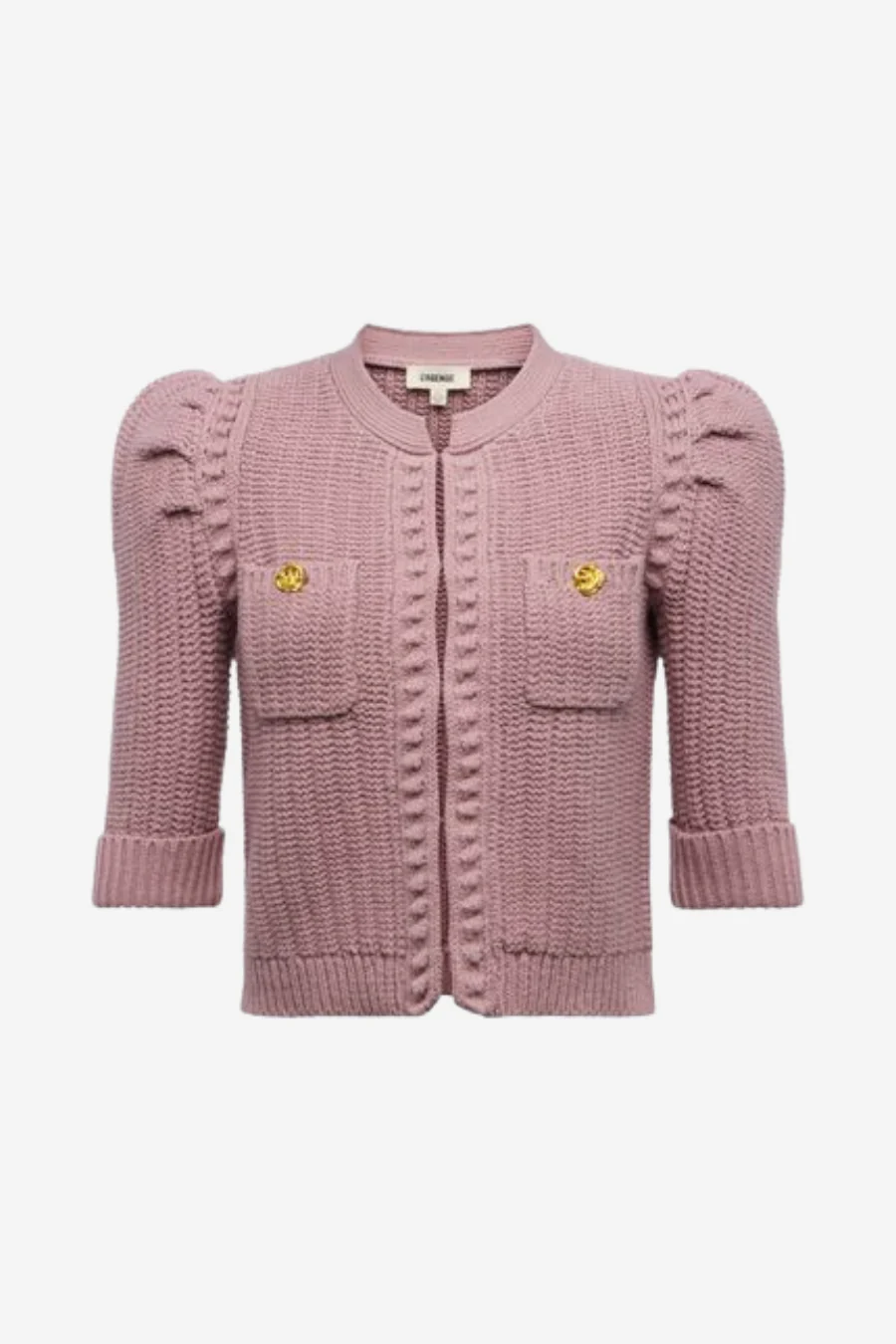 Delilah Cropped Cardigan Light Mauve Gold - Image 5