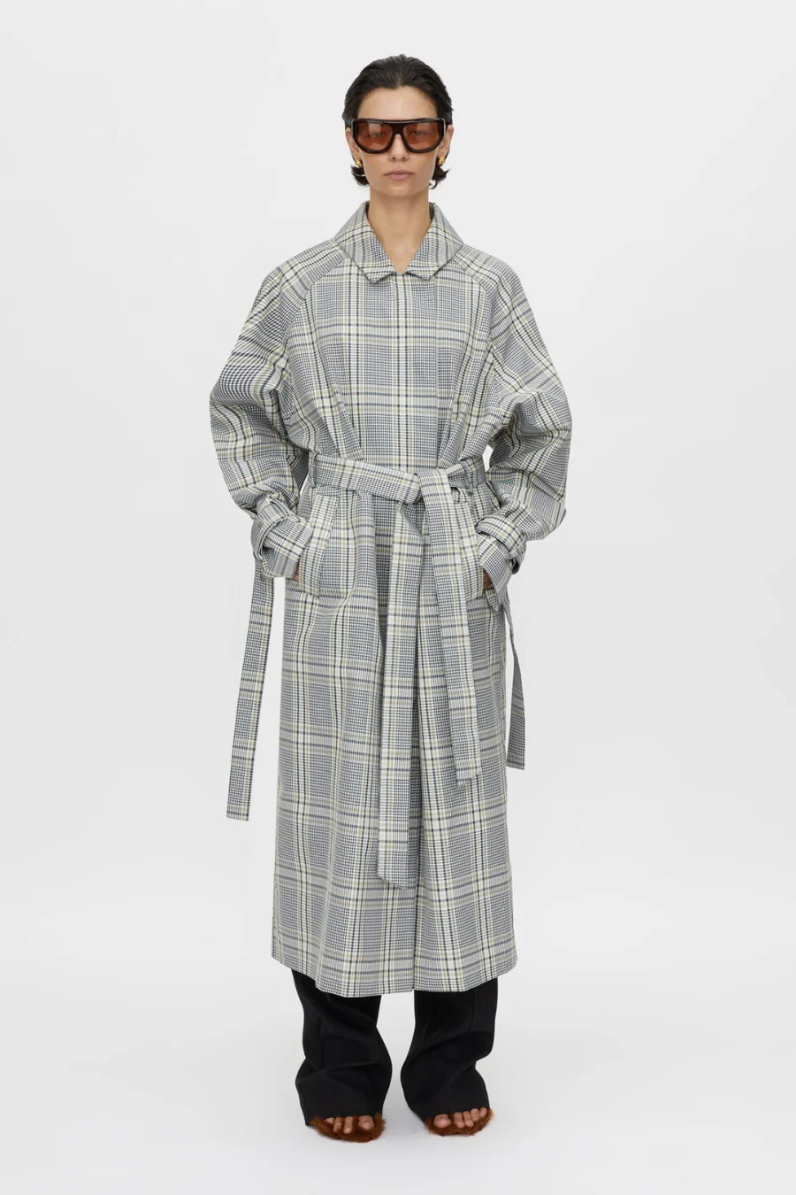Delta Plaid Trench Khaki Plaid