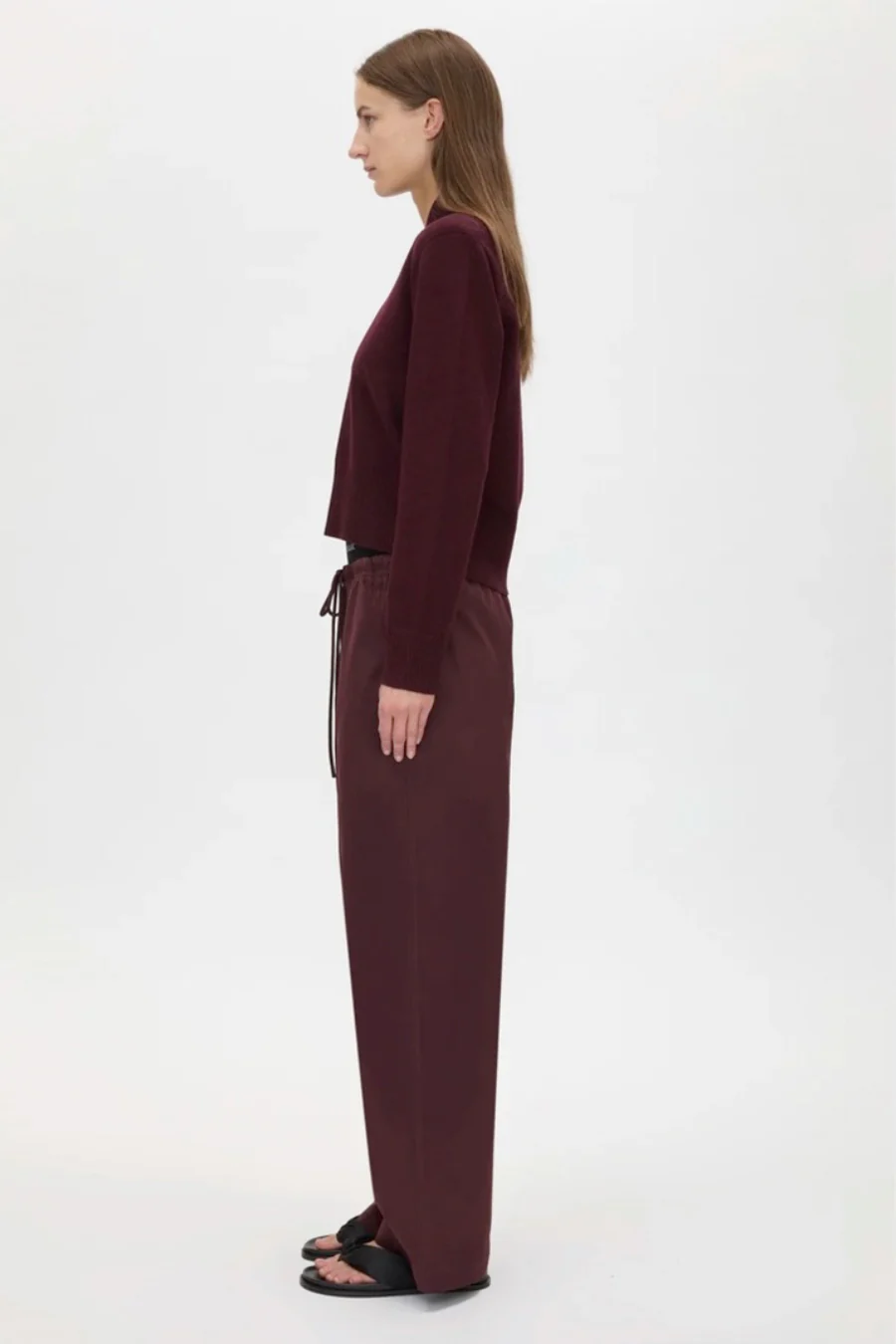 Dia Elastic Detail Pant Burgundy - Image 2