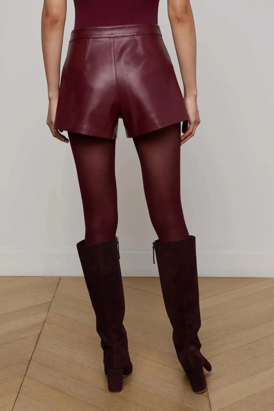 Dionne Vegan Leather Short Black Cherry - Image 2