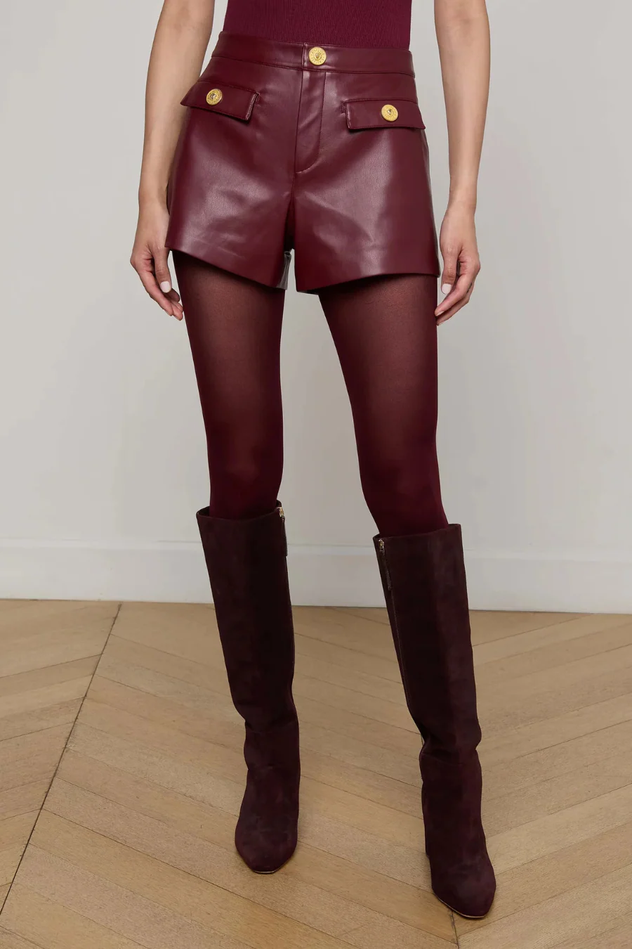 Dionne Vegan Leather Short Black Cherry - Image 3