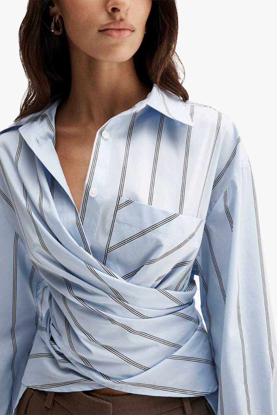 Dominic Wrap Shirt Blue Stripe - Image 3