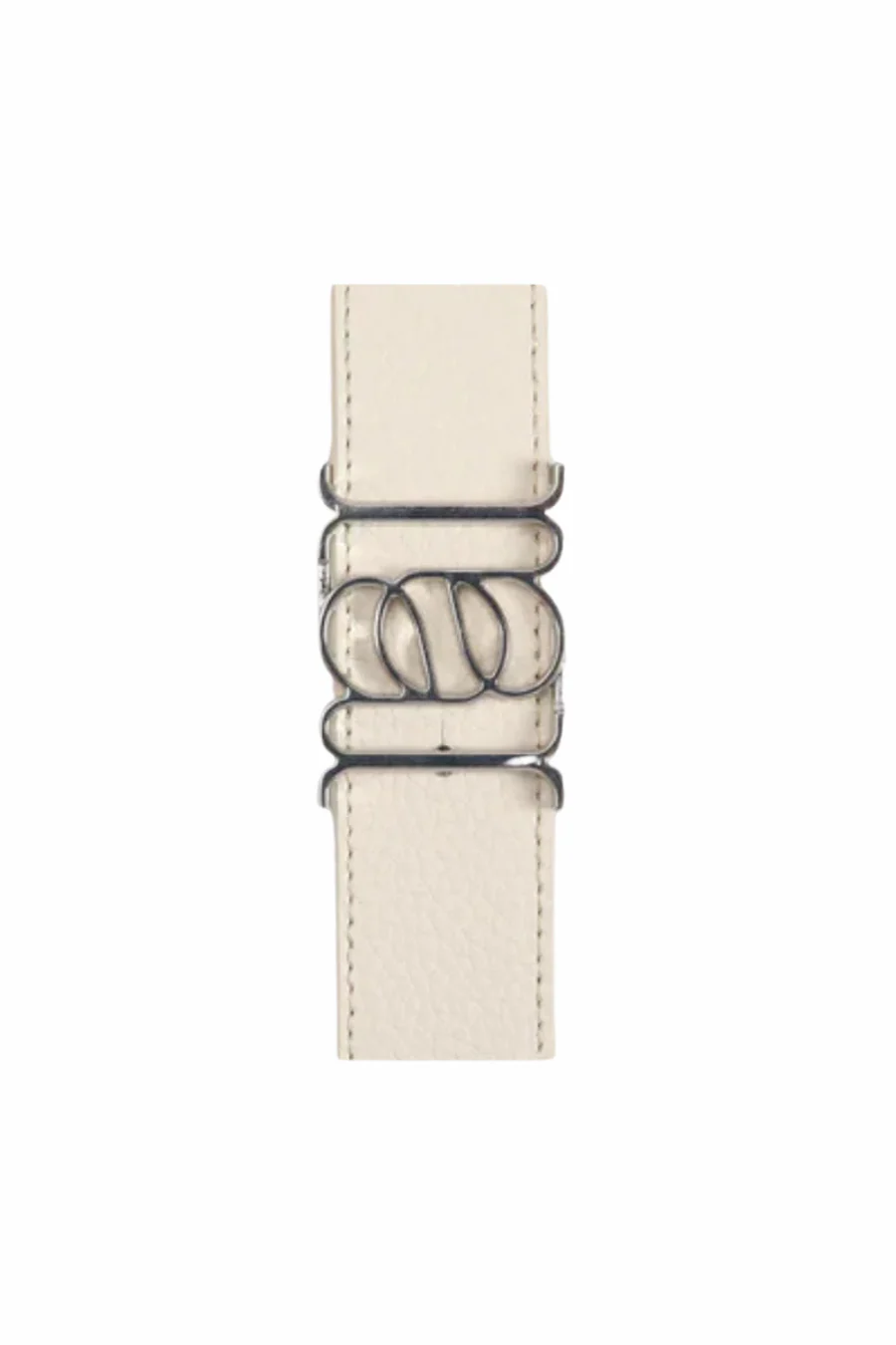 Double-Sided Pebble Leather Belt White/Tan/Silver - Image 3