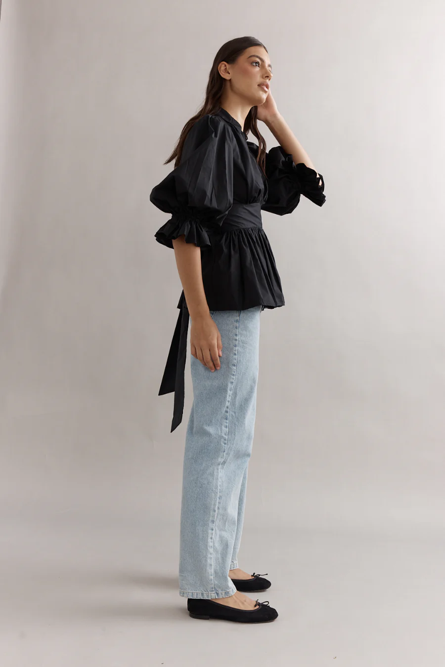 Elena Blouse Black Poplin - Image 2