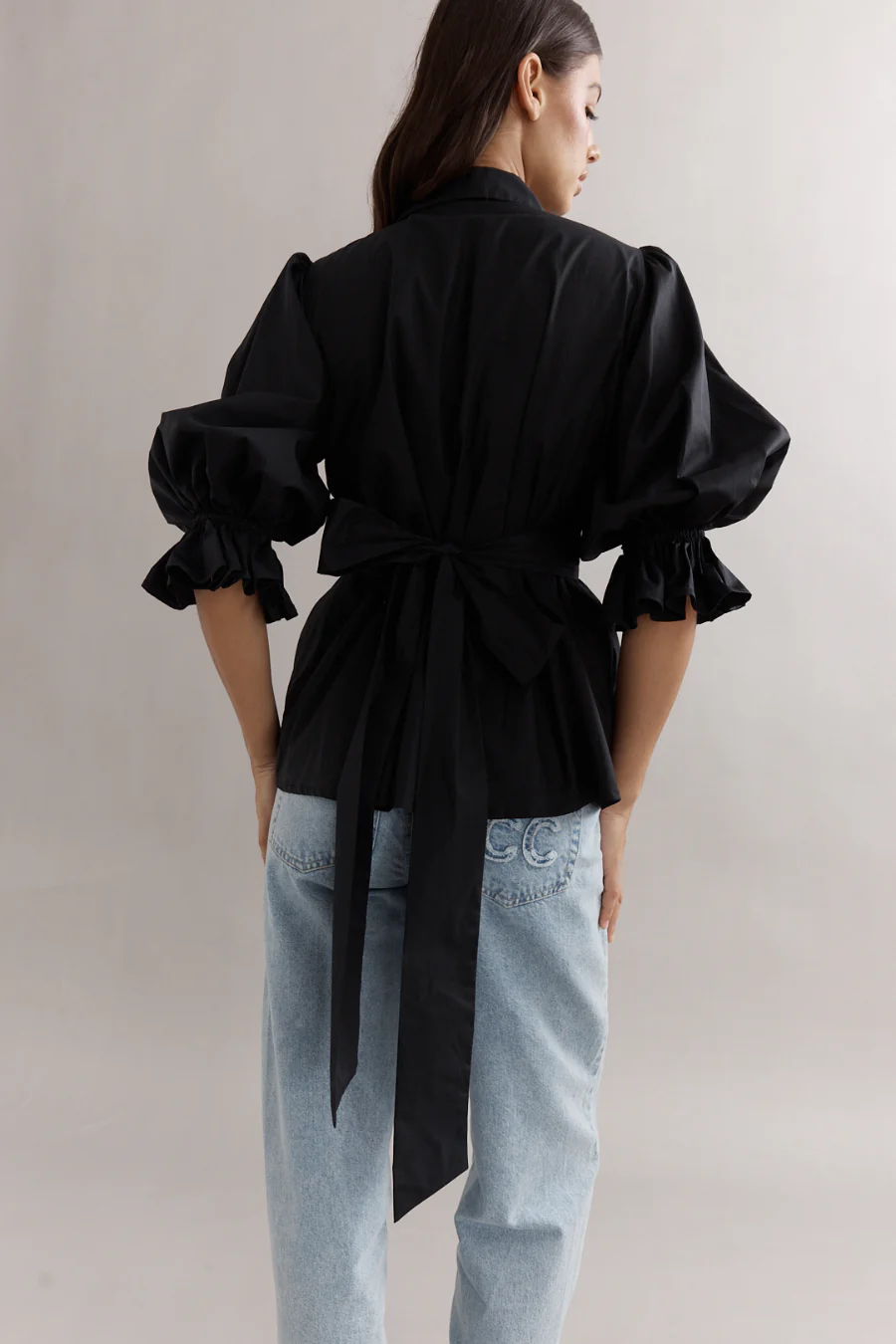 Elena Blouse Black Poplin - Image 3