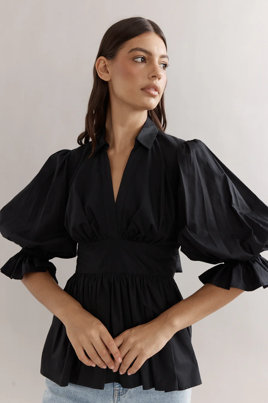 Elena Blouse Black Poplin - Image 4