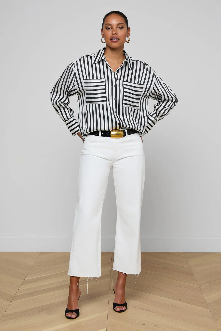 Eliora Shirt Black/ Ivory Stripe - Image 2