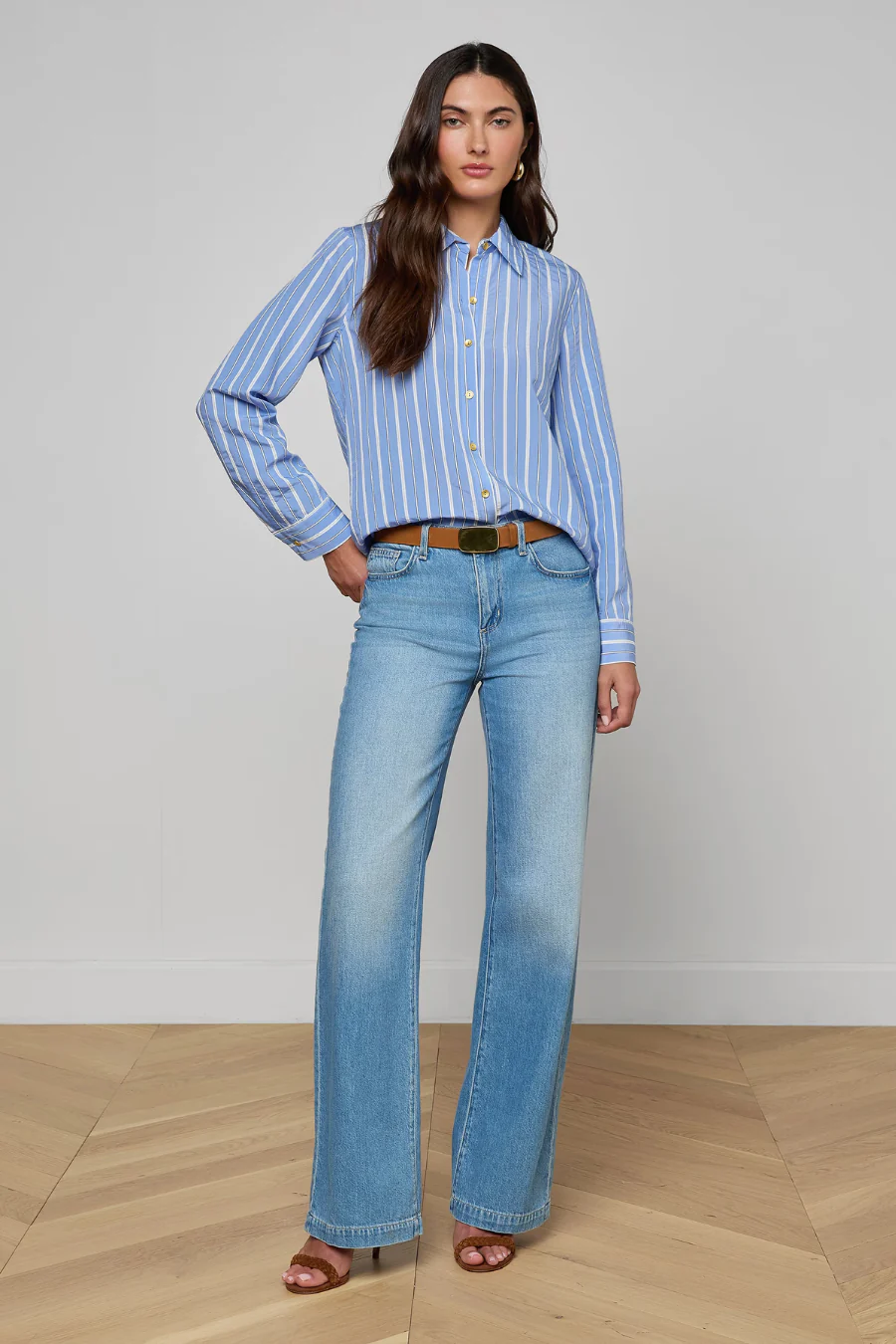 Ellery Poplin Shirt Allure Blue/ White Stripe