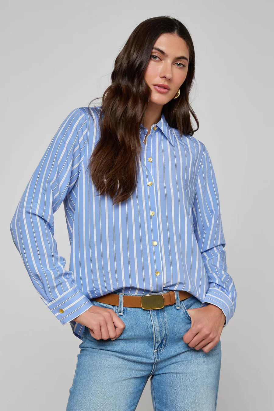 Ellery Poplin Shirt Allure Blue/ White Stripe - Image 3