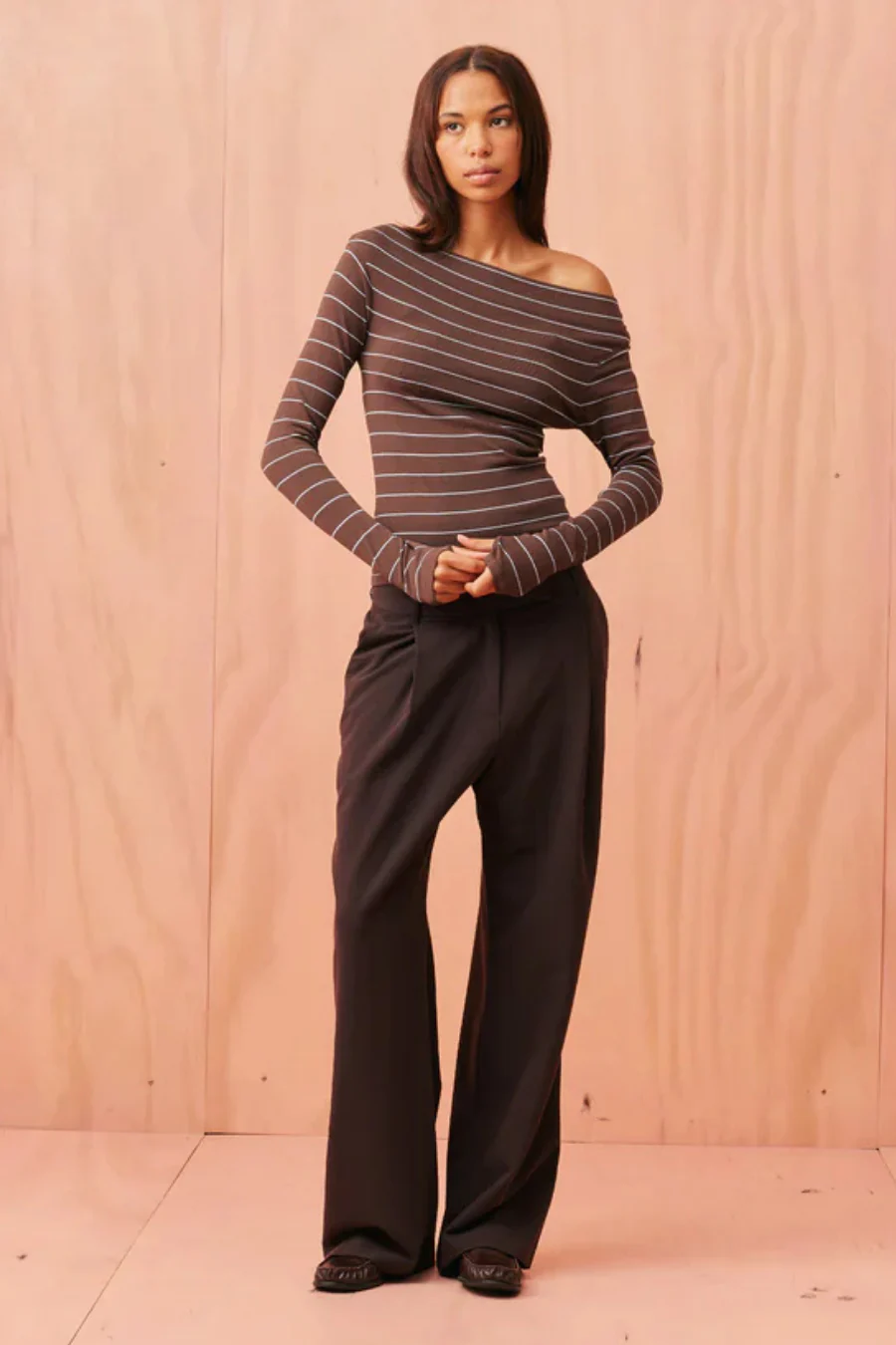 Emma Knit Long Sleeve Java Blue Stripe