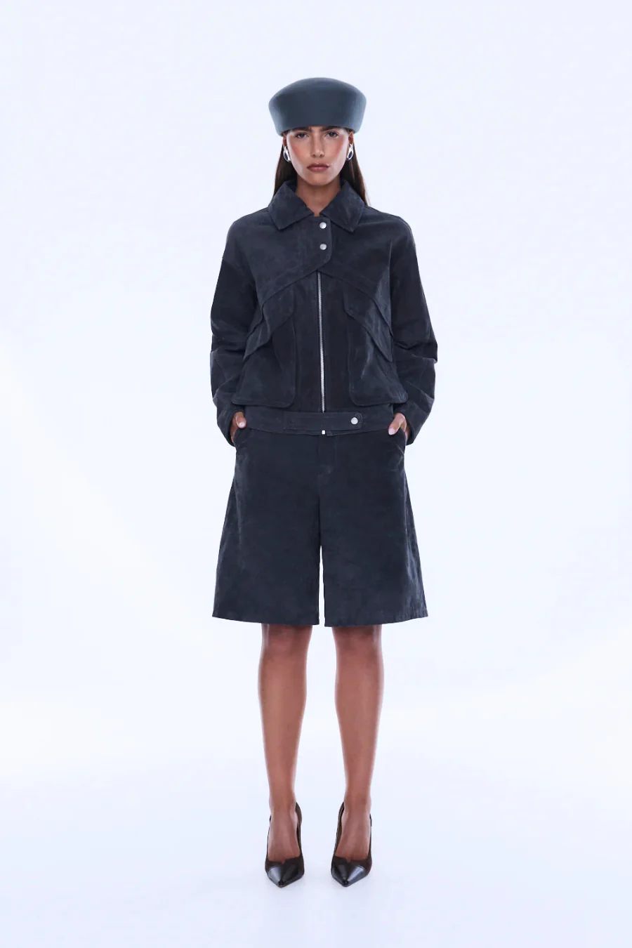 Emma Utility Suede Jacket Vintage Black
