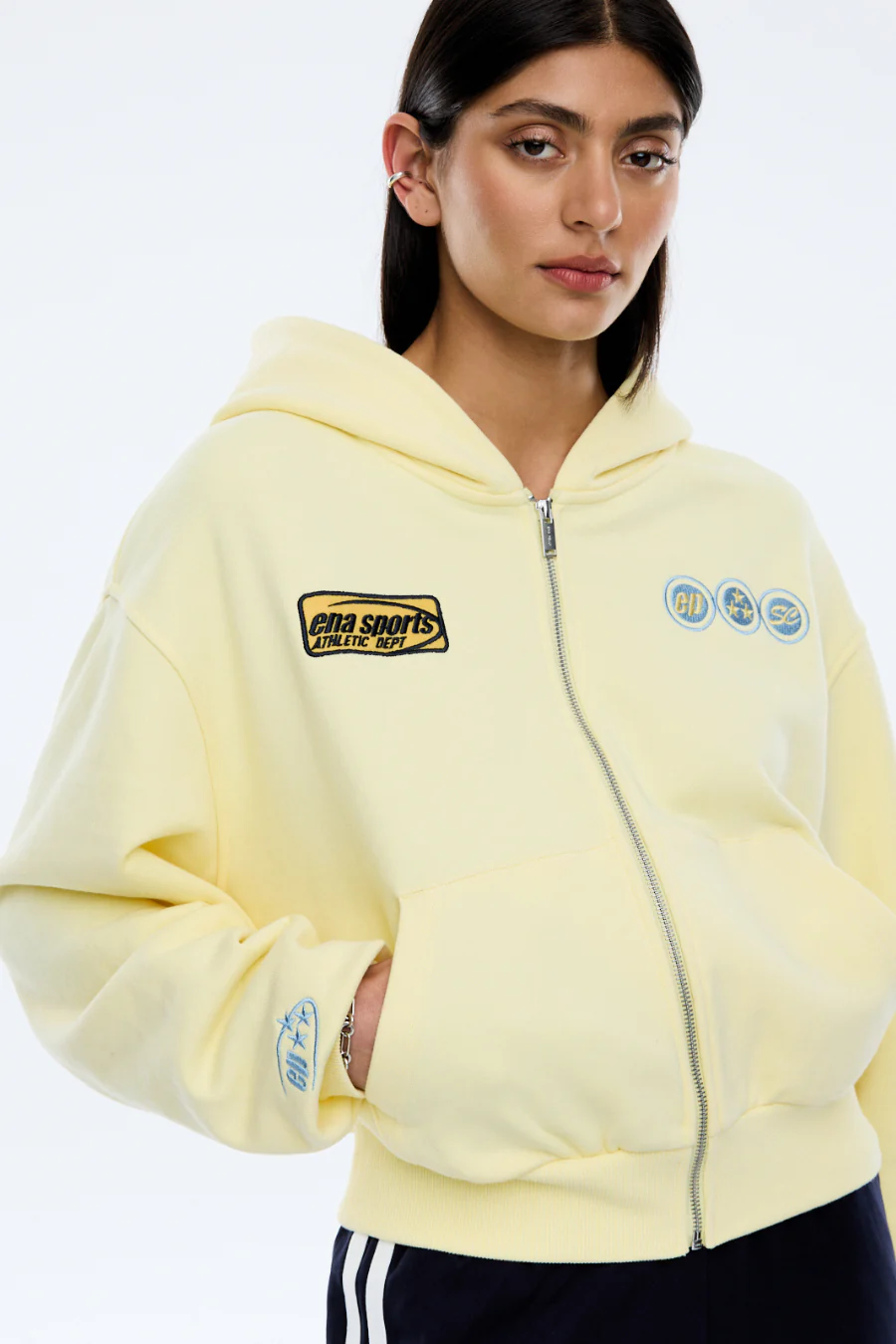 Ena Sports Zip Through Hoodie Lemon - Image 4