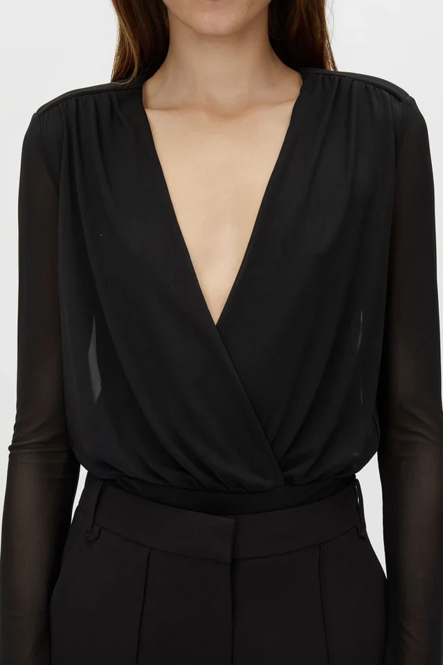 Ervina V-Neck Bodysuit Black - Image 4