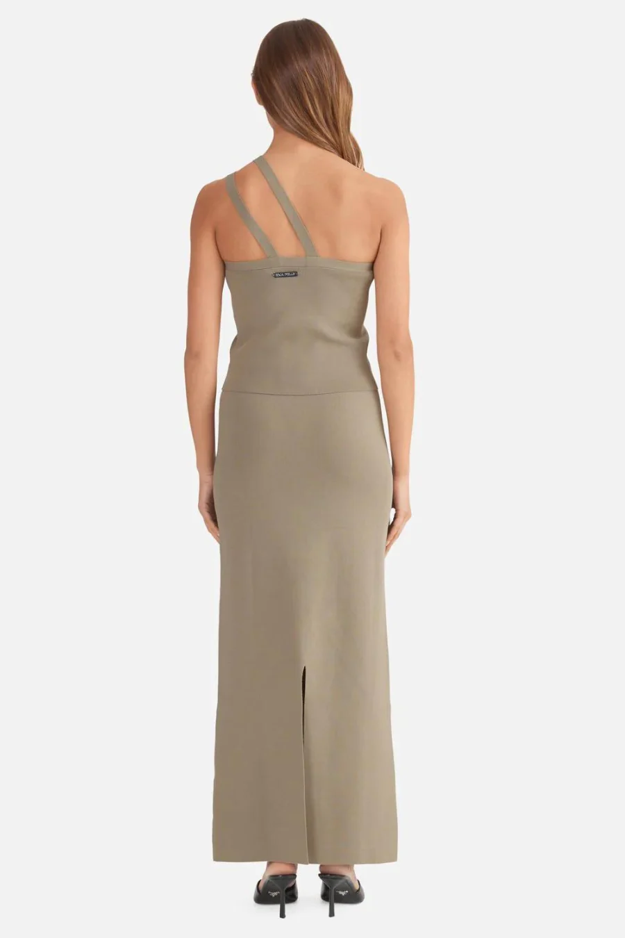 Evie Luxe Assymetric Knit Tank Olive - Image 3