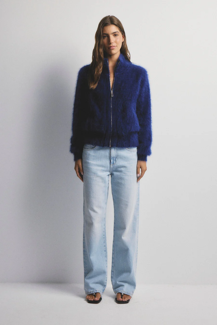 Felix Zip Up Cashmere Bomber Navy