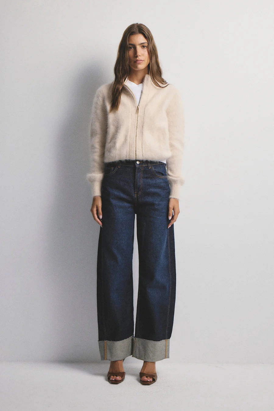 Felix Zip Up Cashmere Bomber Oatmeal
