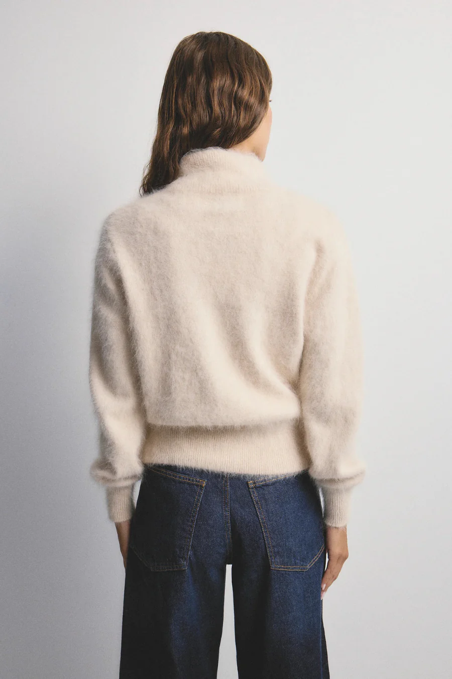Felix Zip Up Cashmere Bomber Oatmeal - Image 3