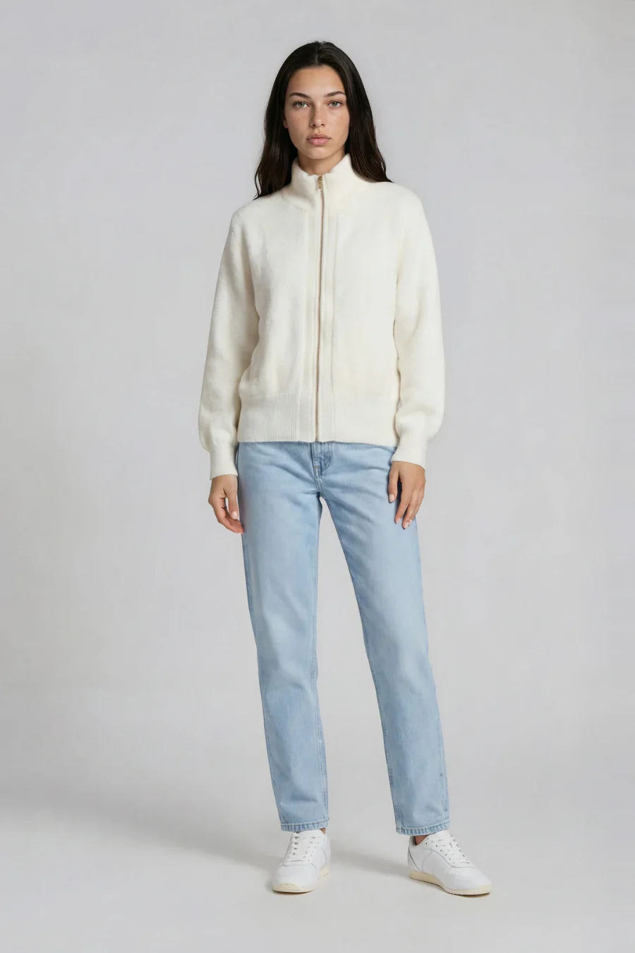 Felix Zip Up Cashmere Bomber Snow