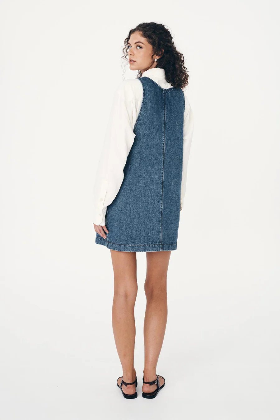 Franka Denim Mini Dress Classic Wash - Image 2