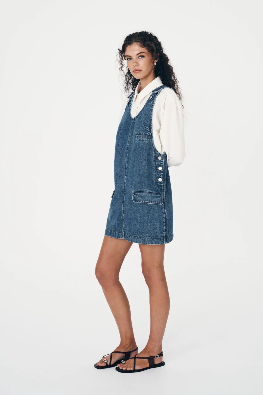 Franka Denim Mini Dress Classic Wash - Image 3