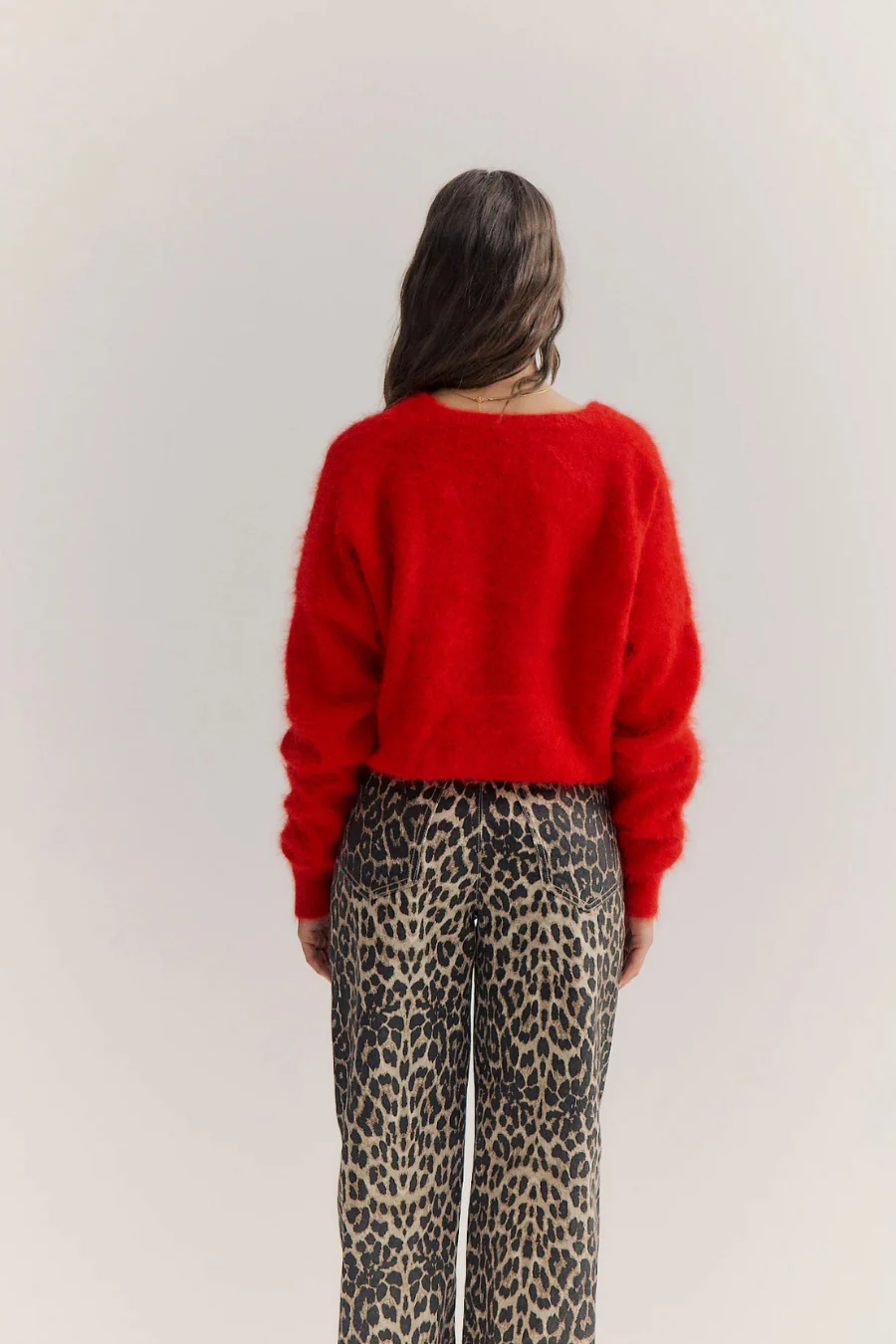 Frankie Cashmere Crew Neck Cardigan Flame - Image 3